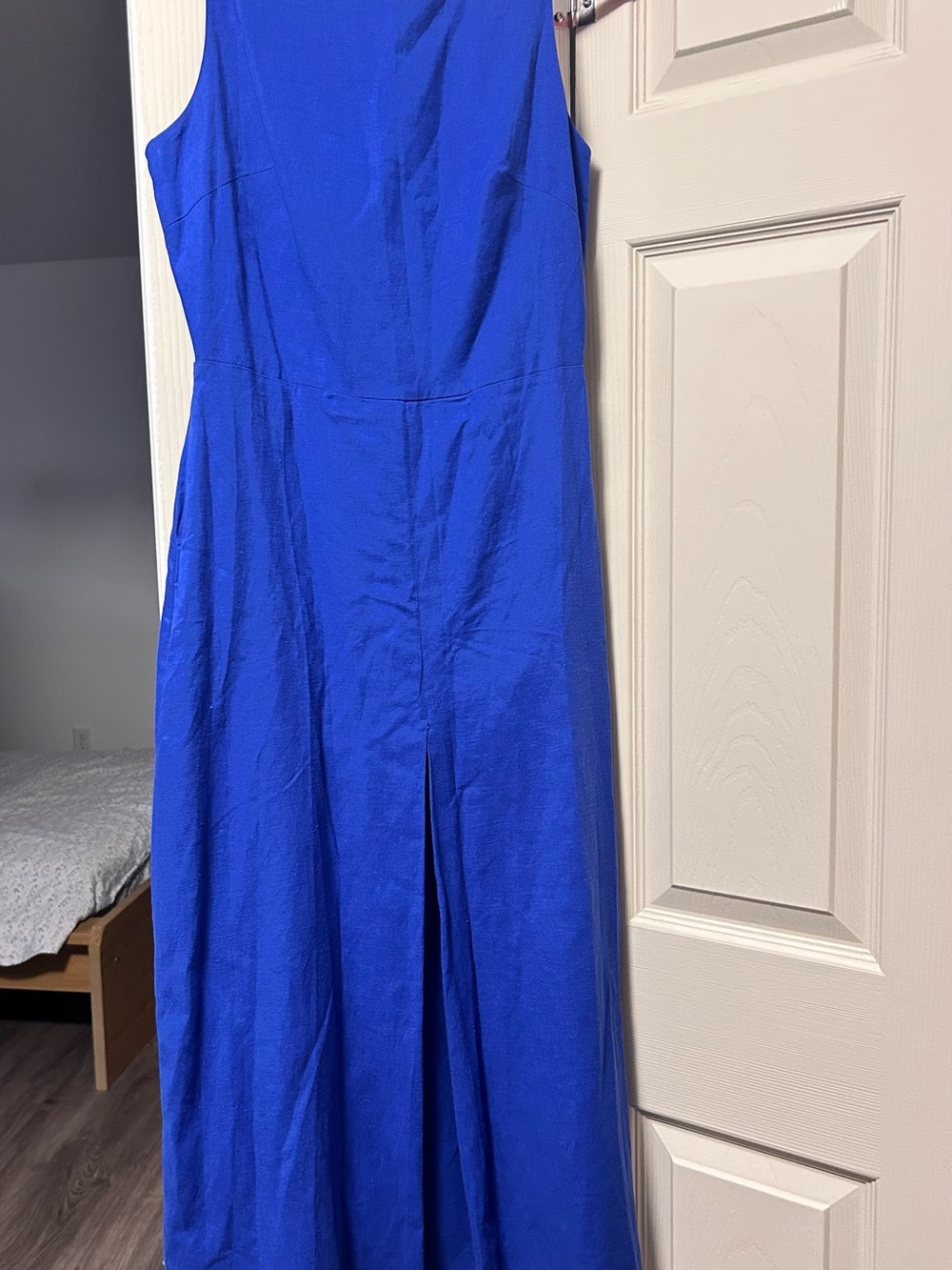 Elegant Royal Blue Linen Summer Dress